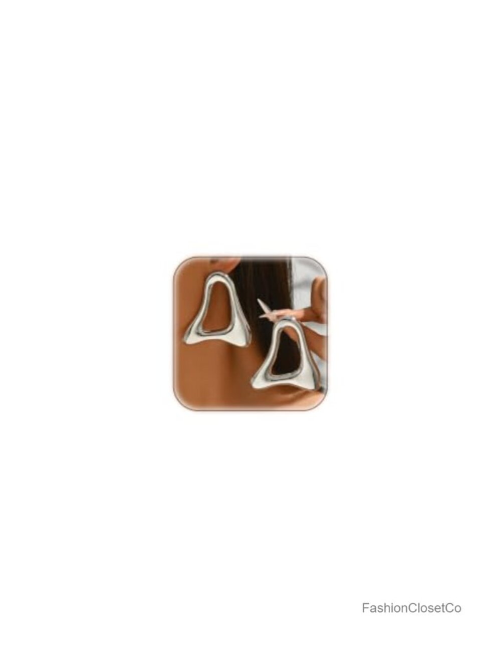 Oversized Irregular Geometric Drop Earrings Gold Silver Tone Liquid Metal